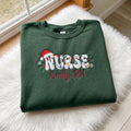 Christmas Nurse Embroidered Sweatshirt, Custom Name RN Xmas Tree Lights Crewneck