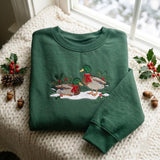 Vintage Mallard Duck Christmas Embroidered Sweatshirt, Country Winter Holiday Crewneck