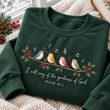 Goodness Of God Psalm 89 Birds Embroidered Sweatshirt, Custom Bible Verse Faith Crewneck