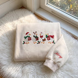 Christmas Goose Embroidered Sweatshirt, Custom Sleeve Name Nurse Goose Xmas Crewneck