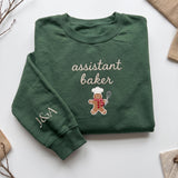 Baking A Little Cookie Sweatshirt, Custom Sleeve Initials Pregnancy Christmas Crewneck