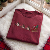 Mallard Duck Santa Sleigh Sweatshirt, Vintage Flying Ducks Embroidered Xmas Crewneck