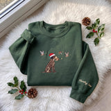 Christmas Hunting Dog Embroidered Sweatshirt, Pointer Duck Hunting Sleeve Crewneck