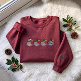 Christmas Mallard Duck Embroidered Sweatshirt, Custom Sleeve Name Winter Holiday Crewneck
