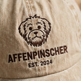 Custom Embroidered Affenpinscher Est Year Hat – Monkey Dog Face Baseball Cap, Washed Cotton Gift for Affenpinscher Lovers