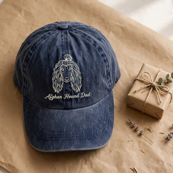 Afghan Hound Dad embroidered navy cap gift presentation
