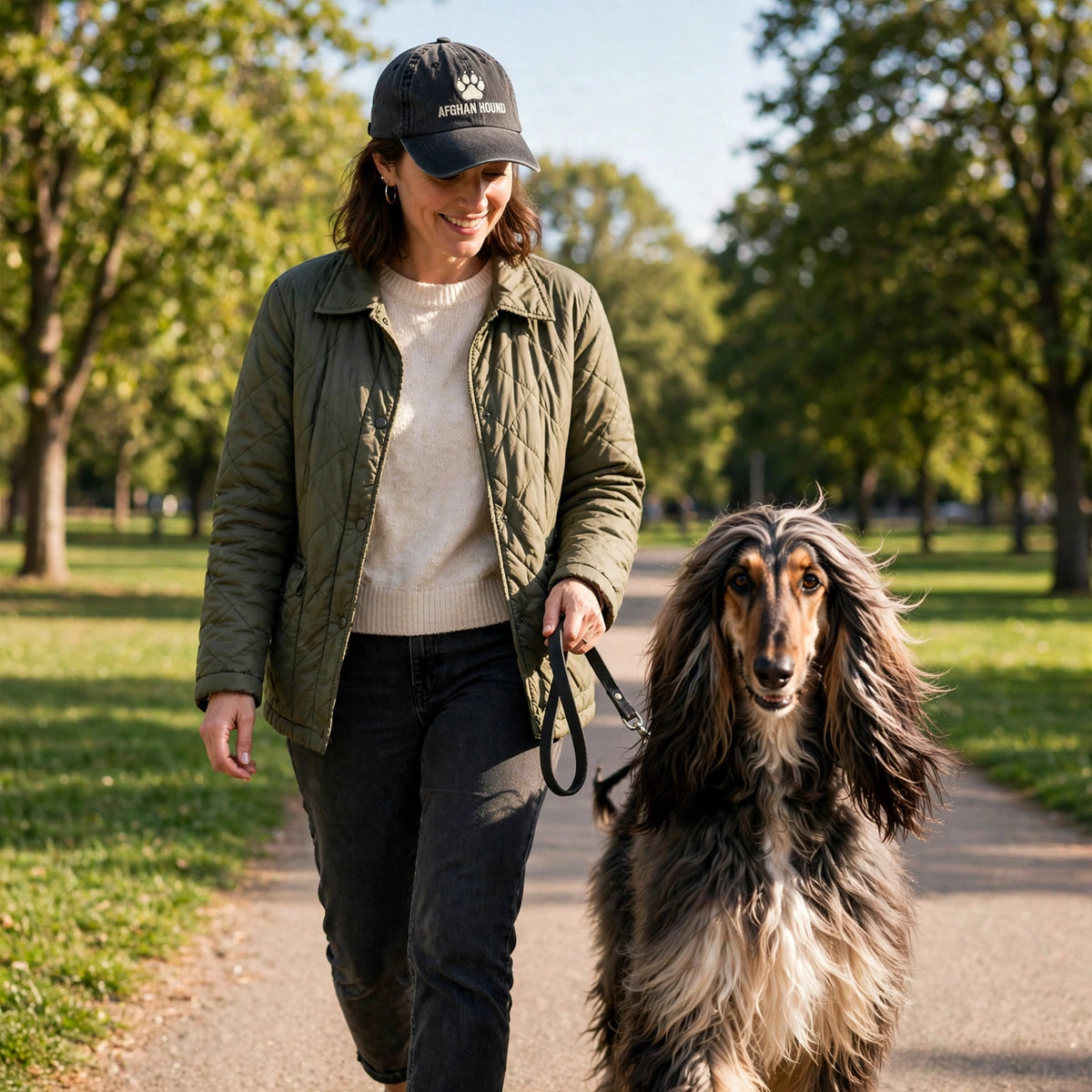 Custom Embroidered Afghan Hound Paw Hat – Elegant Sighthound Paw Baseball Cap, Washed Cotton Gift for Afghan Hound Lovers