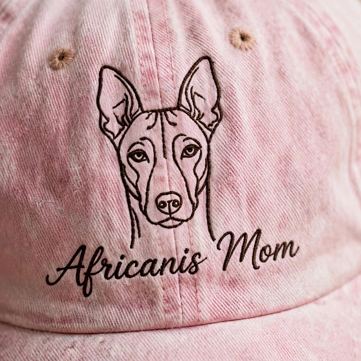 Custom Embroidered Africanis Mom Hat – Athletic South African Landrace Face Baseball Cap, Washed Cotton Gift for Dog Moms