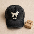 Custom Embroidered Aidi Silhouette Hat – Sturdy Atlas Mountain Guardian Baseball Cap, Washed Cotton Gift for Dog Lovers