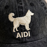 Custom Embroidered Aidi Silhouette Hat – Sturdy Atlas Mountain Guardian Baseball Cap, Washed Cotton Gift for Dog Lovers