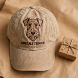 Custom Embroidered Airedale Terrier Hat – Wiry King of Terriers Baseball Cap, Washed Cotton Gift for Dog Lovers