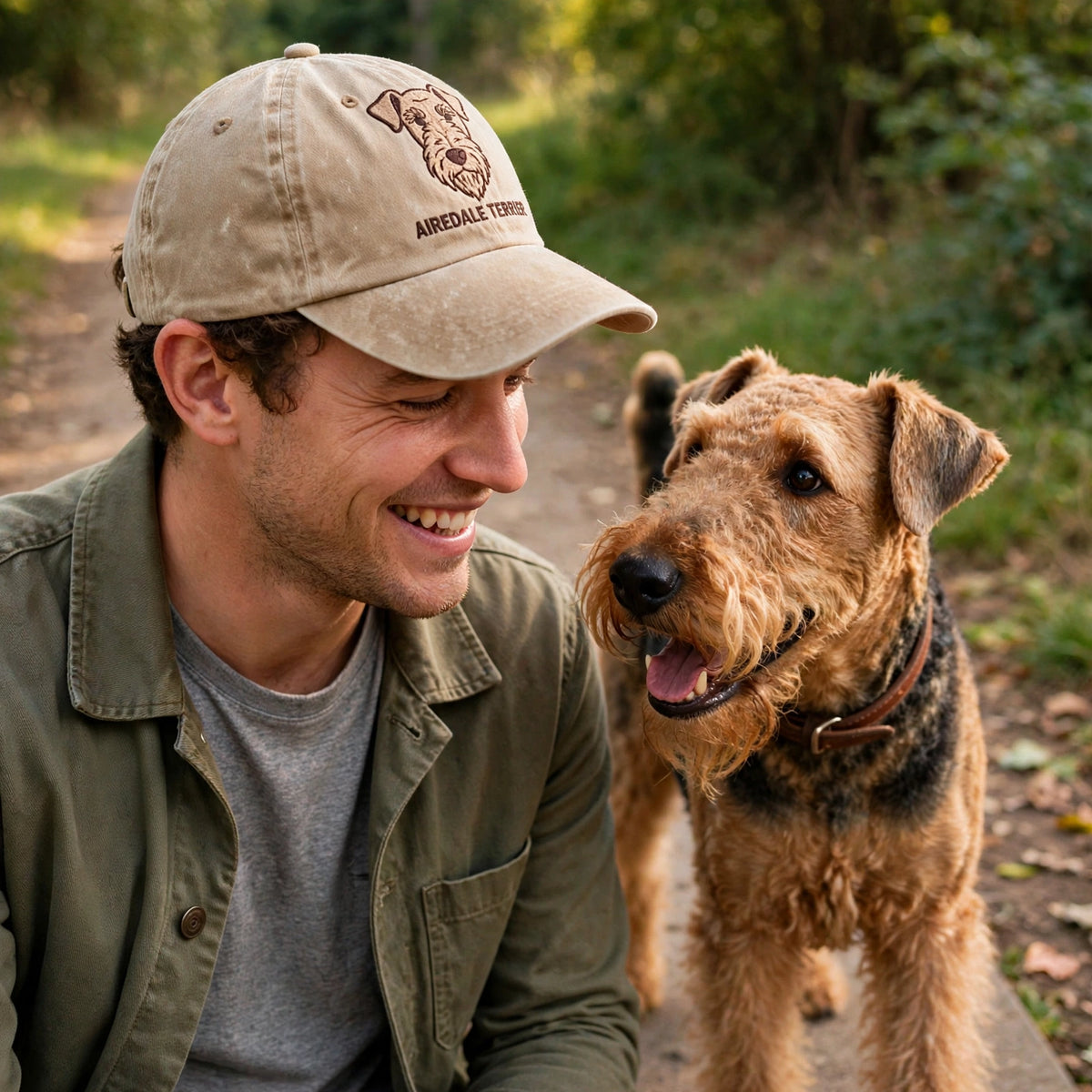 Custom Embroidered Airedale Terrier Hat – Wiry King of Terriers Baseball Cap, Washed Cotton Gift for Dog Lovers