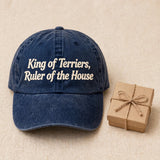 Custom Embroidered King of Terriers Hat – Funny Airedale Terrier Baseball Cap, Washed Cotton Gift for Terrier Lovers