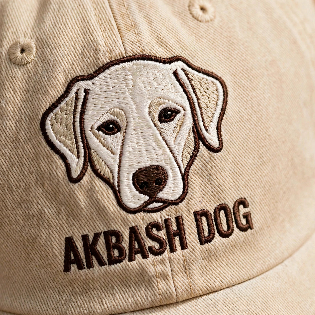 Custom Embroidered Akbash Dog Hat – White Turkish Livestock Guardian Baseball Cap, Washed Cotton Gift for Dog Lovers