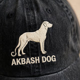 Custom Embroidered Akbash Dog Silhouette Hat – White Turkish Livestock Guardian Baseball Cap, Washed Cotton Gift for Dog Lovers