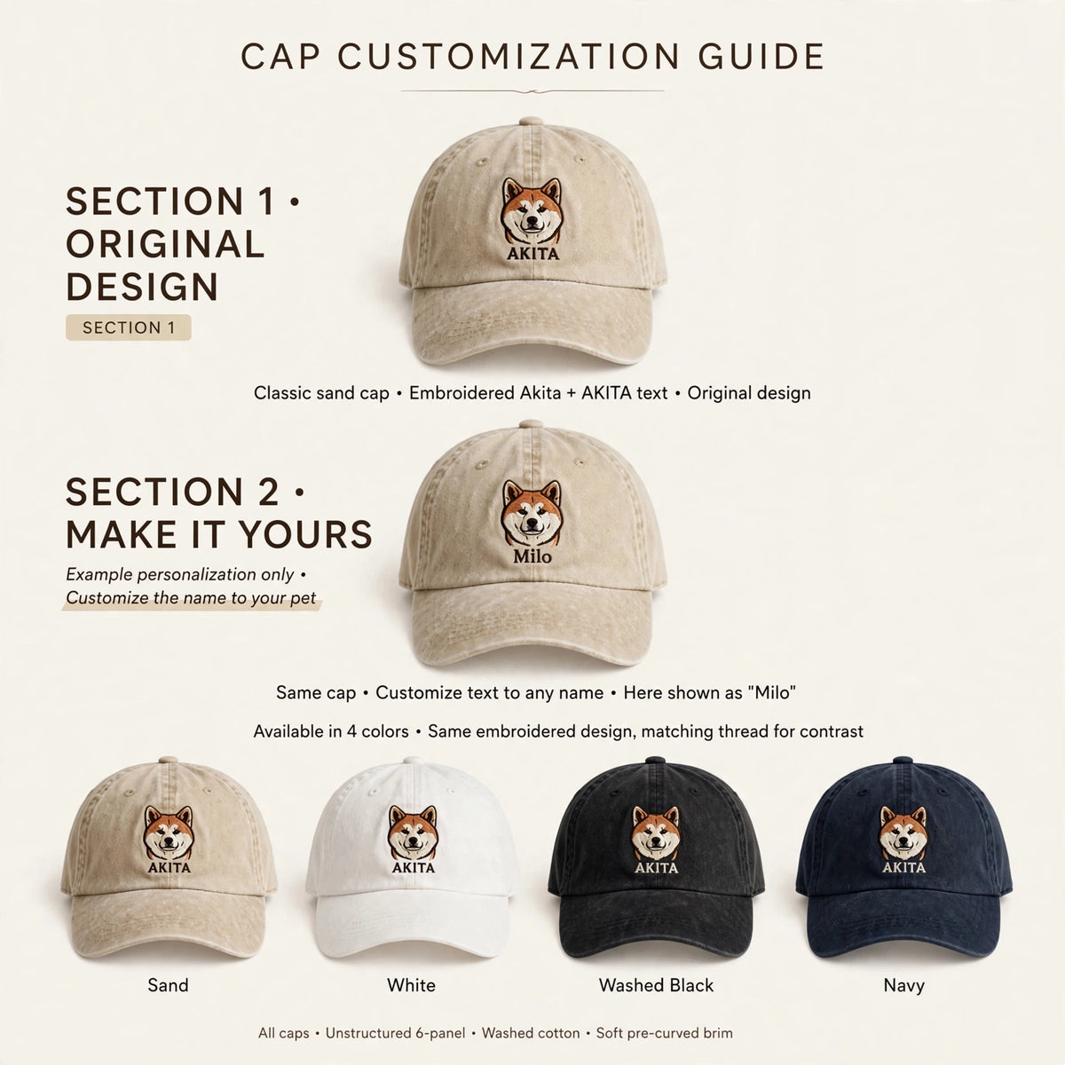 Akita Dog Hat, Custom Embroidered Japanese Spitz Face Baseball Cap, Gift for Akita Lovers