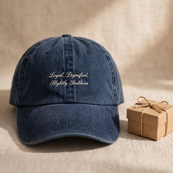 Funny Gift for Akita Owners, Loyal Dignified Slightly Stubborn Embroidered Cap