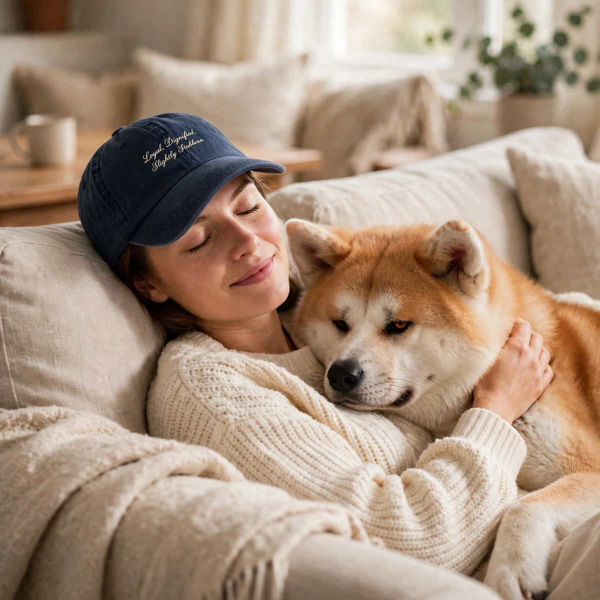 Funny Gift for Akita Owners, Loyal Dignified Slightly Stubborn Embroidered Cap
