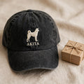 Akita Silhouette Embroidered Cap, Japanese Spitz Dog Hat, Gift for Dog Lovers