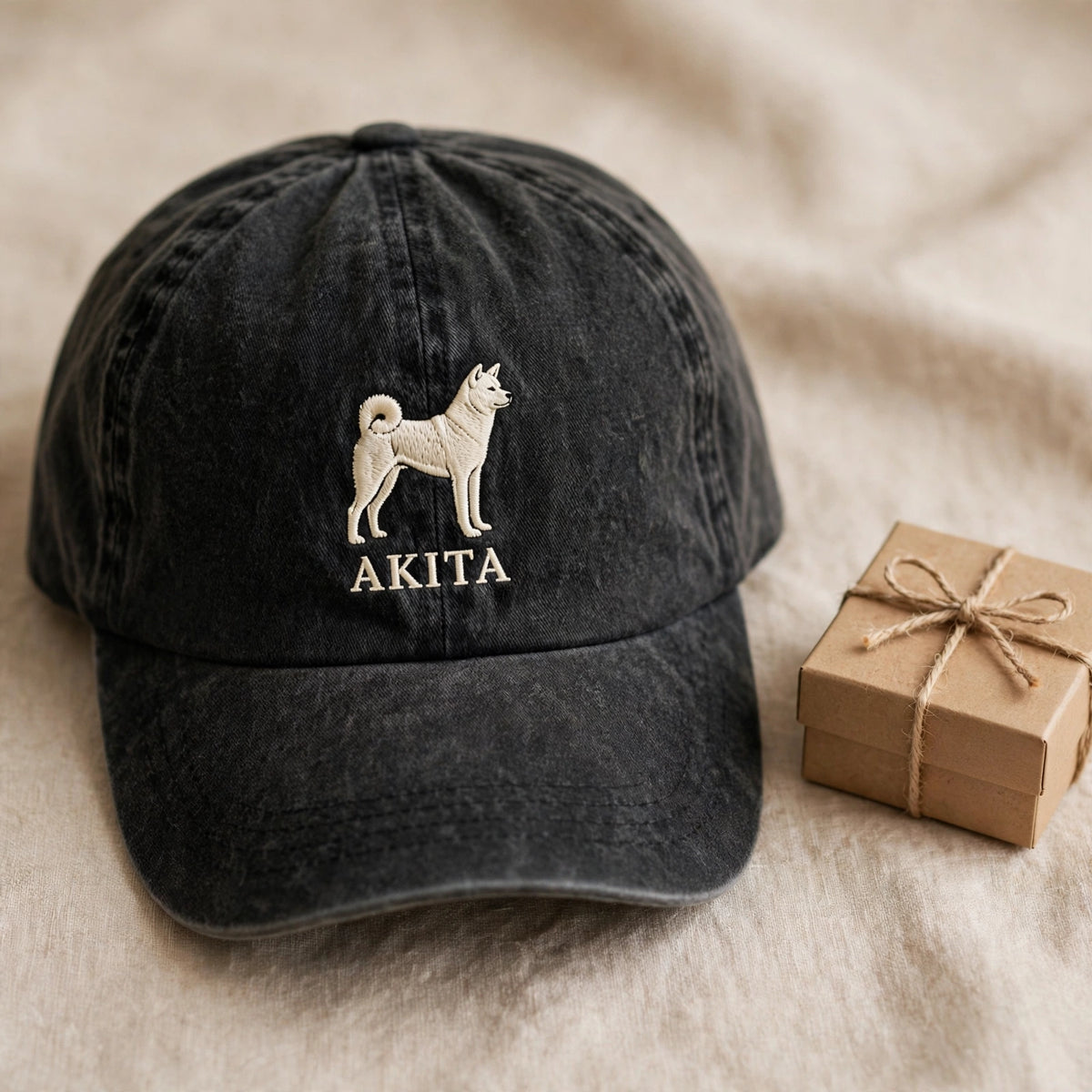 Akita Silhouette Embroidered Cap, Japanese Spitz Dog Hat, Gift for Dog Lovers