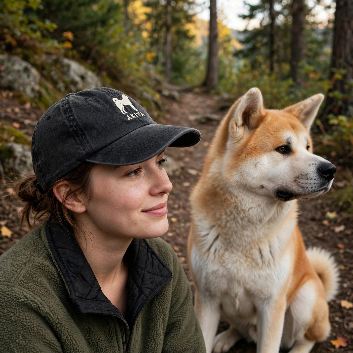 Akita Silhouette Embroidered Cap, Japanese Spitz Dog Hat, Gift for Dog Lovers