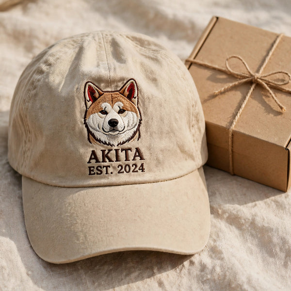 Akita EST 2024 Embroidered Cap, Japanese Spitz Face Dog Hat, Gift for Dog Lovers