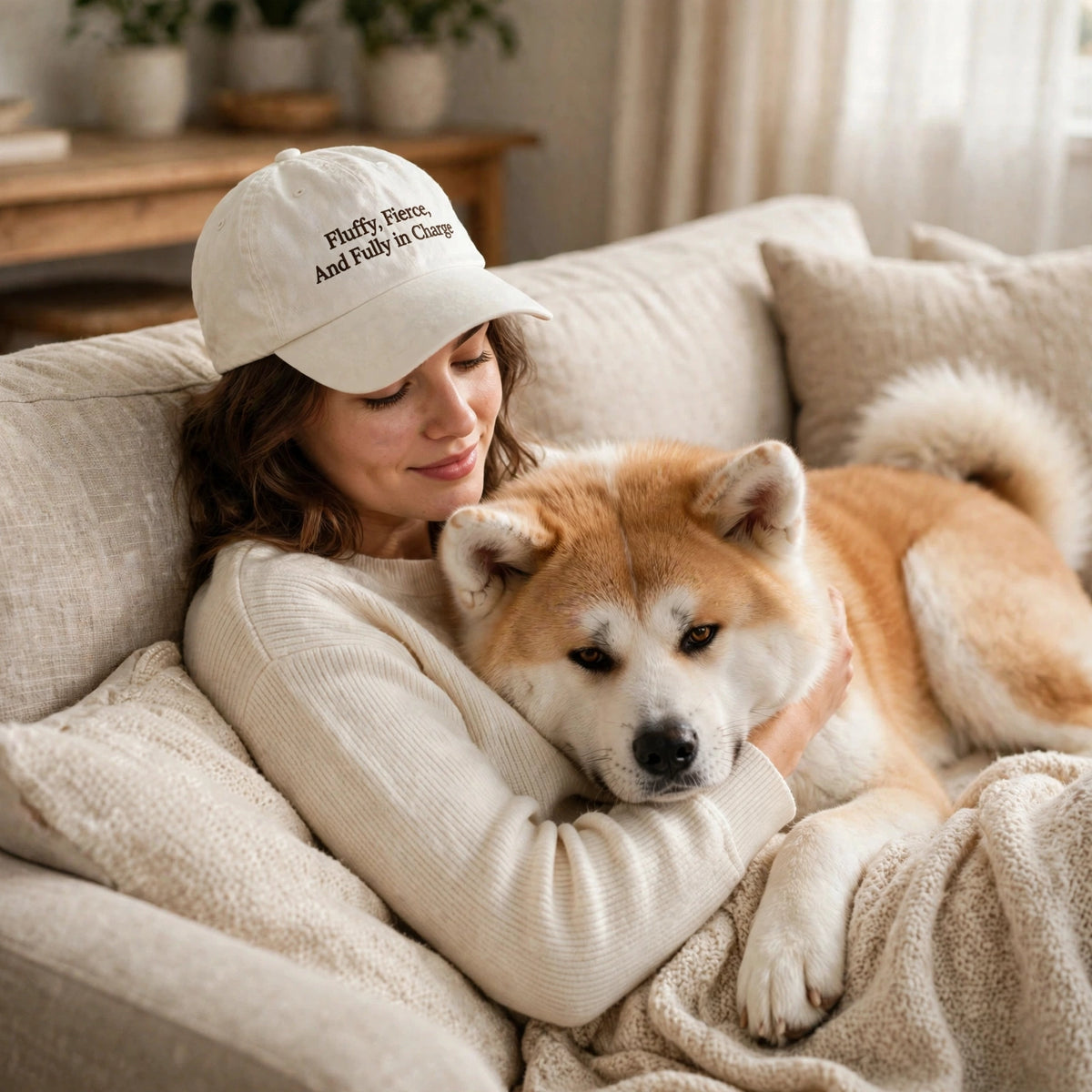 Funny Gift for Akita Owners, Fluffy Fierce Fully in Charge Embroidered Cap