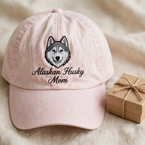 Alaskan Husky Mom Gift, Personalized Sled Dog Mom Embroidered Cap for Dog Moms