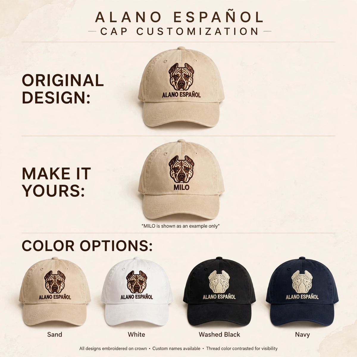 Alano Español Dog Hat, Custom Embroidered Spanish Alano Face Baseball Cap, Gift for Dog Lovers