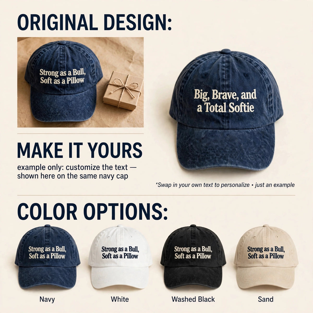 Funny Gift for Alano Owners, Strong as a Bull Soft as a Pillow Embroidered Cap