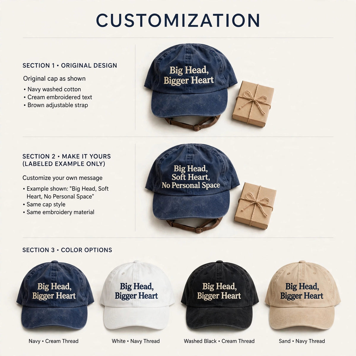 Funny Gift for Alapaha Owners, Big Head Bigger Heart Bulldog Embroidered Cap