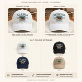 Alaska Bear Embroidered Hat, Vintage Washed Cotton Baseball Cap, Wildlife Outdoor Gift