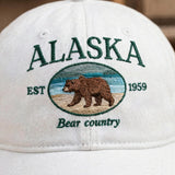Alaska Bear Embroidered Hat, Vintage Washed Cotton Baseball Cap, Wildlife Outdoor Gift