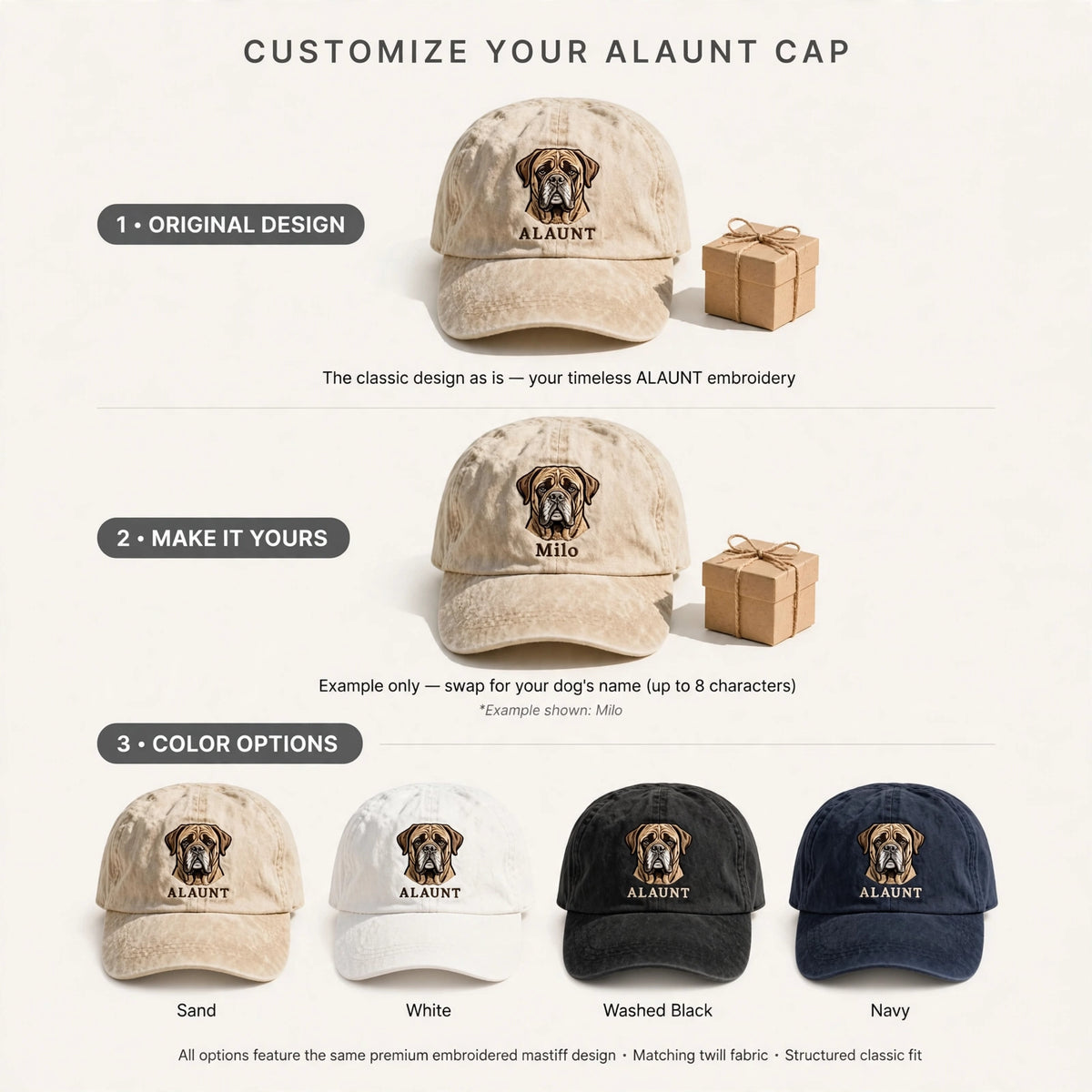Alaunt Dog Cap, Custom Embroidered Ancient Mastiff Face Baseball Cap, Gift for Dog Lovers