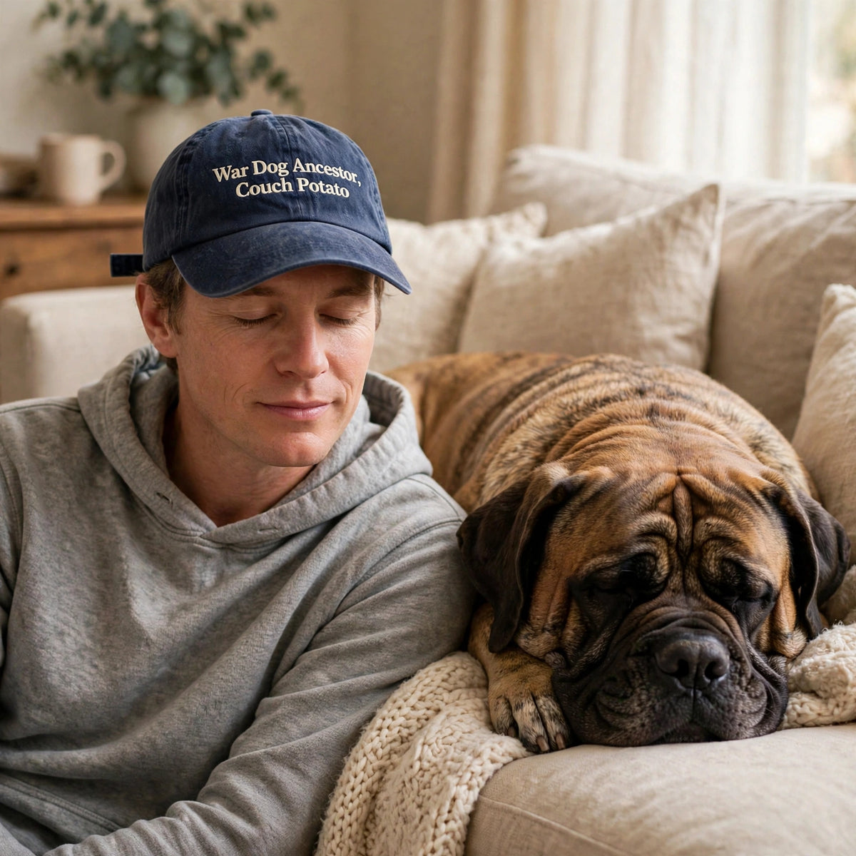 Funny Gift for Alaunt Owners, War Dog Ancestor Couch Potato Embroidered Cap