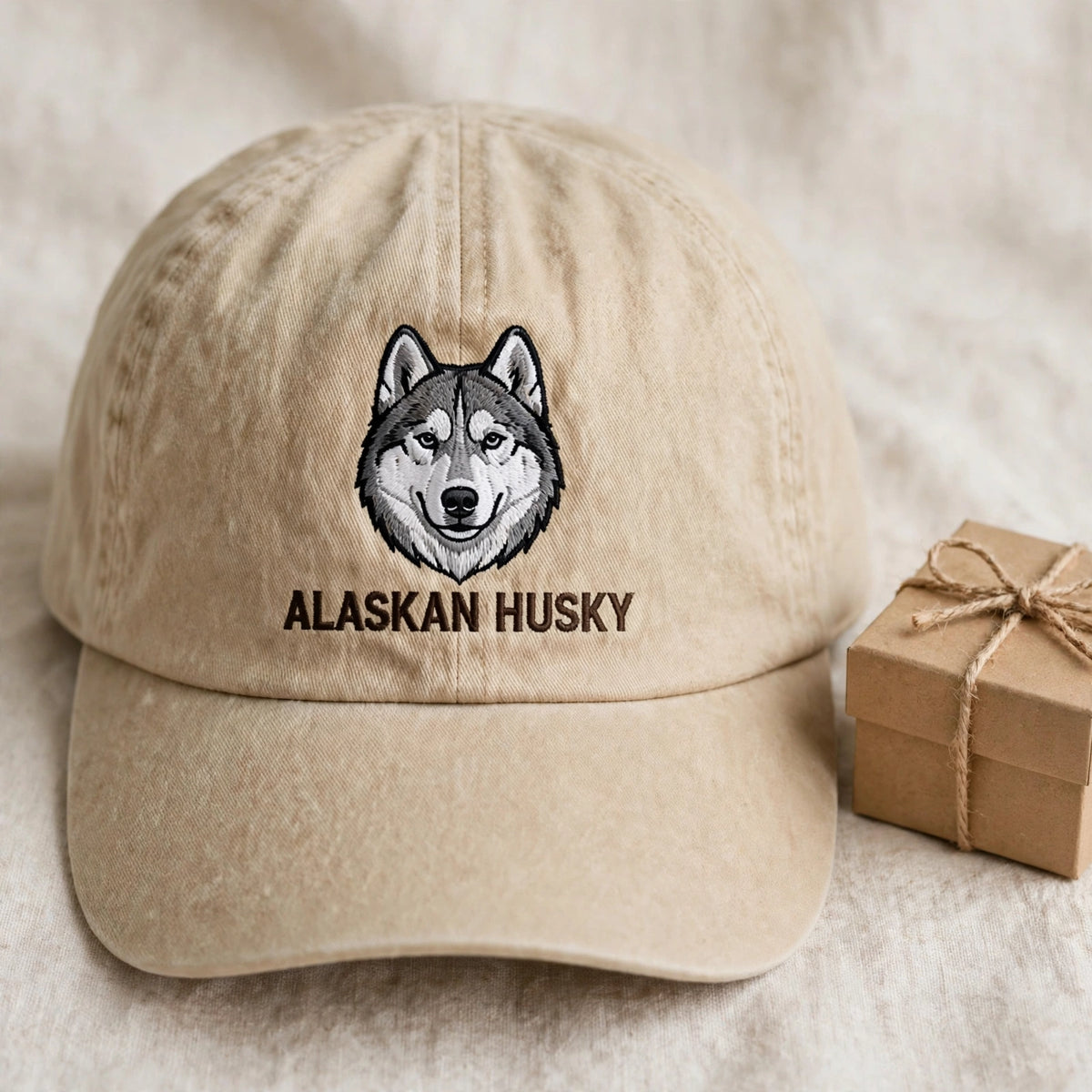 Alaskan Husky Cap, Custom Embroidered Sled Dog Face Baseball Cap, Gift for Dog Lovers