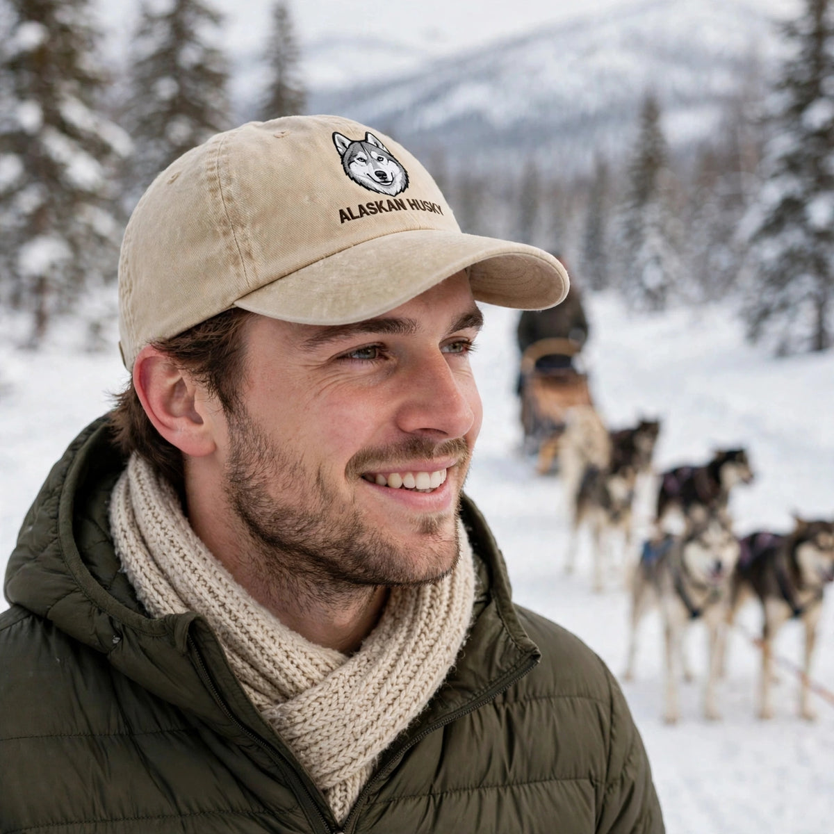 Alaskan Husky Cap, Custom Embroidered Sled Dog Face Baseball Cap, Gift for Dog Lovers