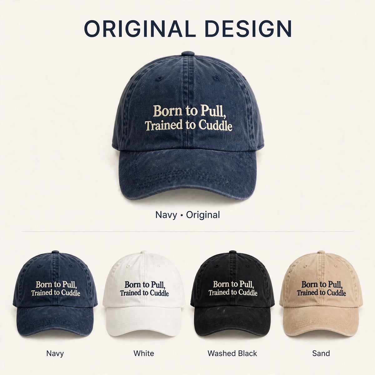 Funny Gift for Alaskan Husky Owners, Born to Pull Trained to Cuddle Embroidered Cap
