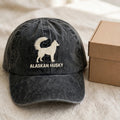Alaskan Husky Silhouette Embroidered Cap, Sled Dog Hat, Gift for Dog Lovers