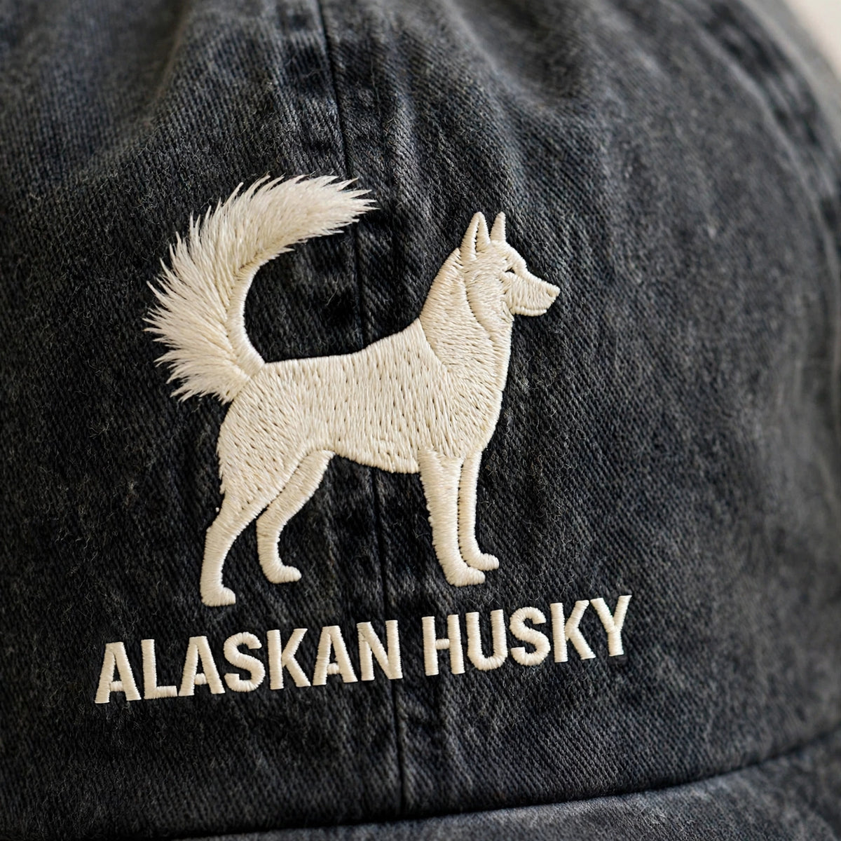 Alaskan Husky Silhouette Embroidered Cap, Sled Dog Hat, Gift for Dog Lovers
