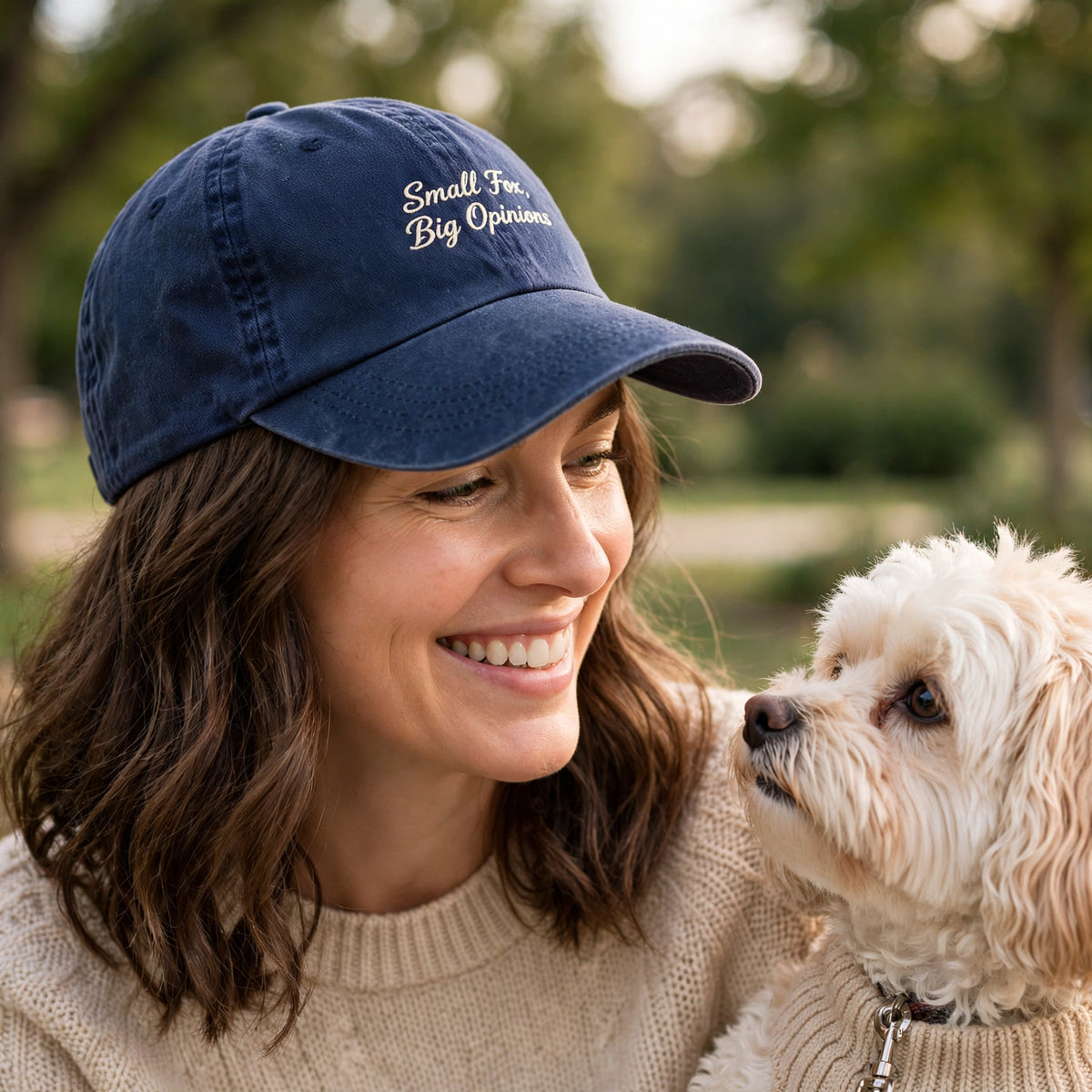 Funny Gift for Alopekis Owners, Small Fox Big Opinions Embroidered Cap