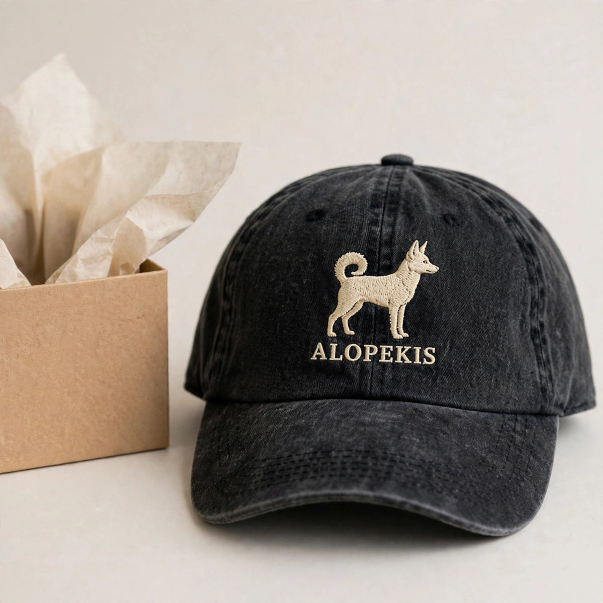 Alopekis Silhouette Embroidered Cap, Greek Fox Dog Hat, Gift for Dog Lovers