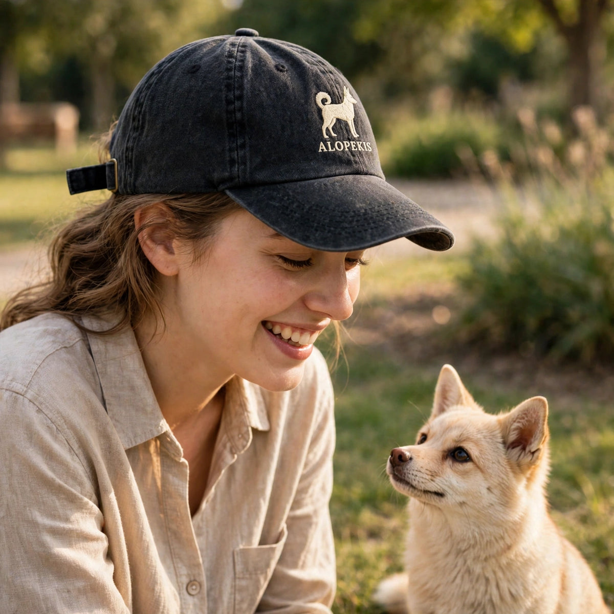 Alopekis Silhouette Embroidered Cap, Greek Fox Dog Hat, Gift for Dog Lovers