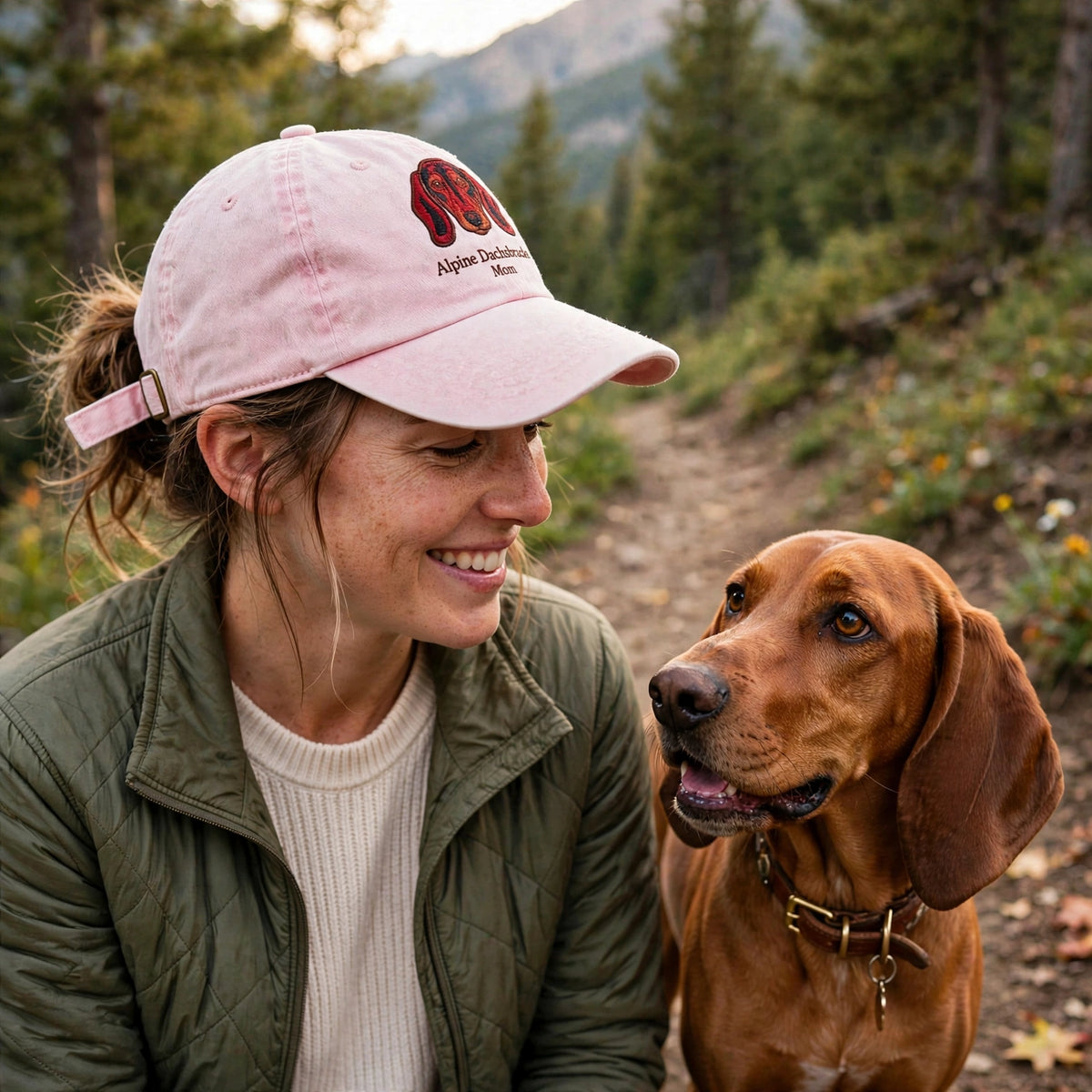 Alpine Dachsbracke Mom Gift, Personalized Austrian Scent Hound Mom Embroidered Cap for Dog Moms