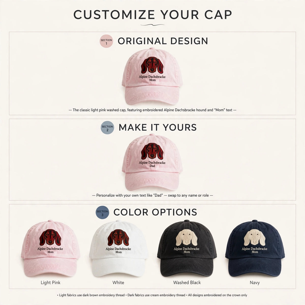 Alpine Dachsbracke Mom Gift, Personalized Austrian Scent Hound Mom Embroidered Cap for Dog Moms