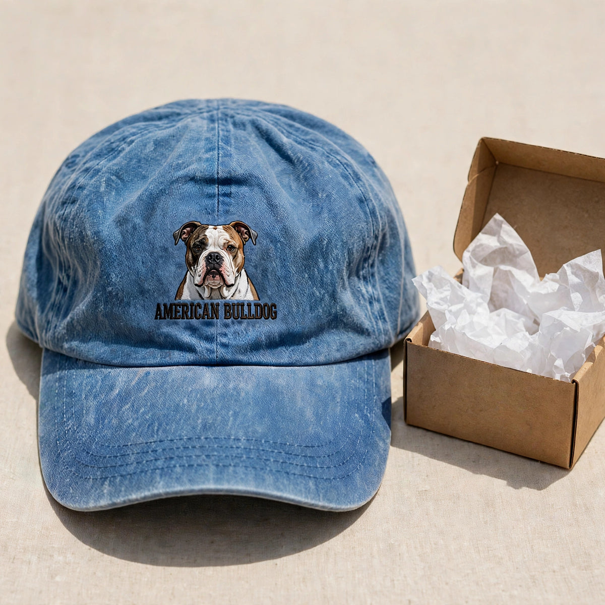 American Bulldog Cap, Custom Embroidered Athletic Bulldog Face Baseball Cap, Gift for Dog Lovers