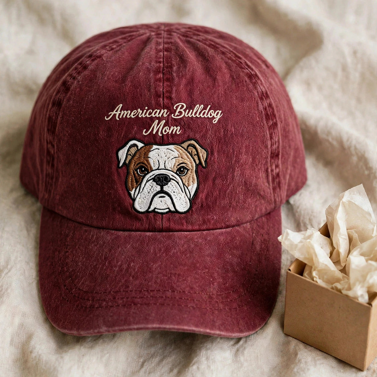 American Bulldog Mom Gift, Personalized Athletic Bulldog Mom Embroidered Cap for Dog Moms