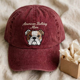 American Bulldog Mom Gift, Personalized Athletic Bulldog Mom Embroidered Cap for Dog Moms
