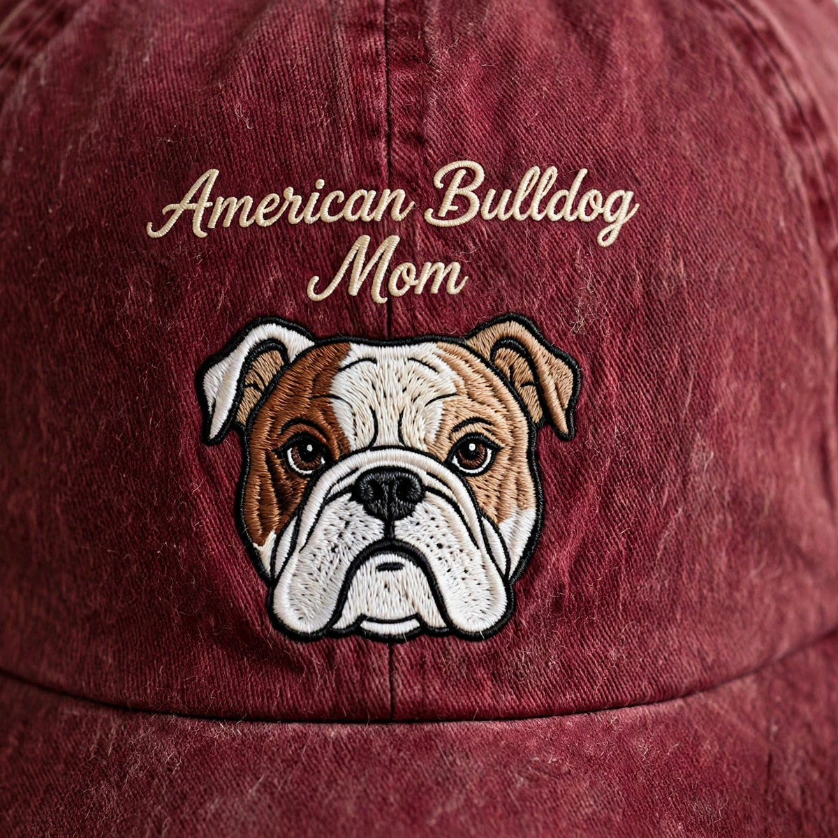 American Bulldog Mom Gift, Personalized Athletic Bulldog Mom Embroidered Cap for Dog Moms