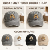 American Cocker Spaniel Cap, Custom Embroidered Floppy Eared Spaniel Face Baseball Cap, Gift for Dog Lovers
